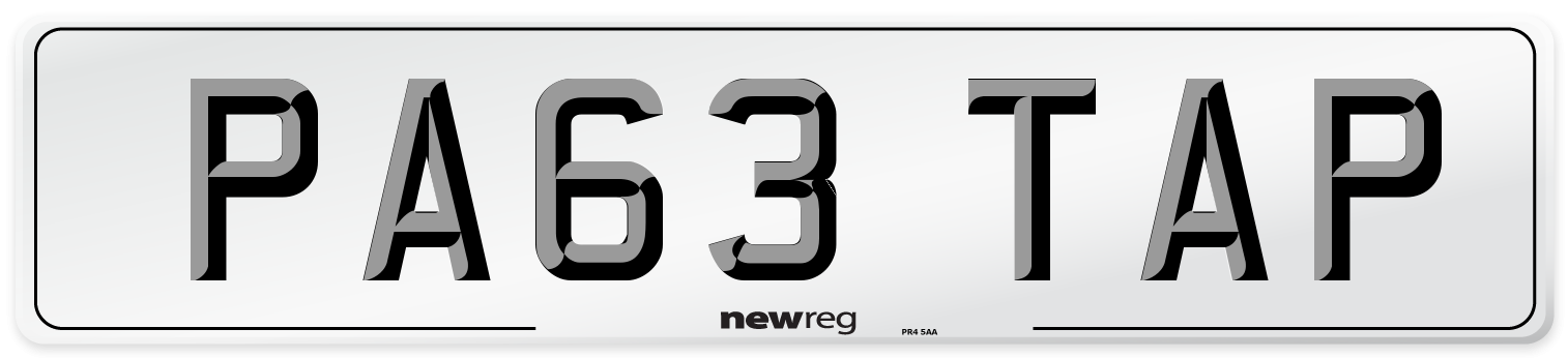 PA63 TAP Number Plate from New Reg
